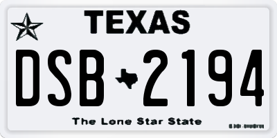 TX license plate DSB2194