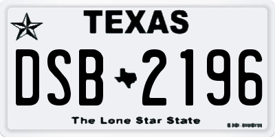 TX license plate DSB2196