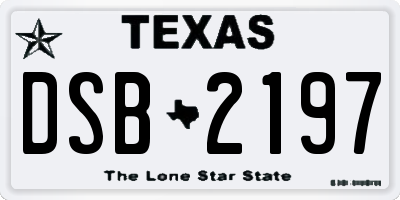 TX license plate DSB2197