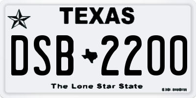 TX license plate DSB2200