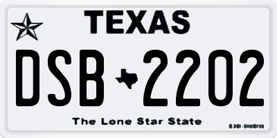 TX license plate DSB2202