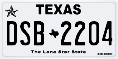 TX license plate DSB2204
