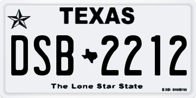 TX license plate DSB2212