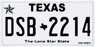 TX license plate DSB2214