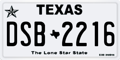 TX license plate DSB2216