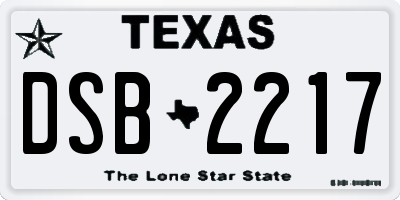 TX license plate DSB2217