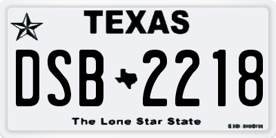 TX license plate DSB2218