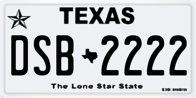 TX license plate DSB2222