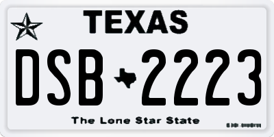 TX license plate DSB2223