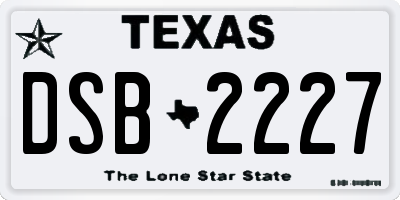 TX license plate DSB2227