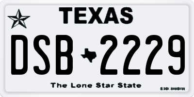 TX license plate DSB2229