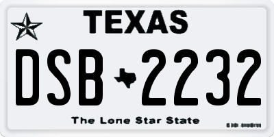TX license plate DSB2232