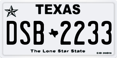 TX license plate DSB2233