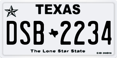 TX license plate DSB2234