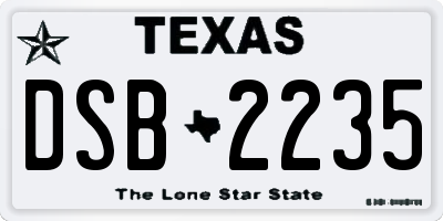 TX license plate DSB2235