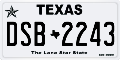 TX license plate DSB2243