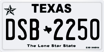 TX license plate DSB2250