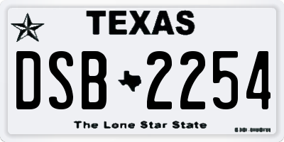 TX license plate DSB2254
