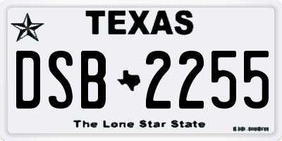 TX license plate DSB2255