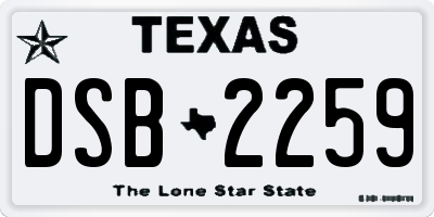 TX license plate DSB2259