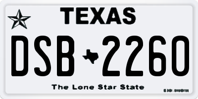 TX license plate DSB2260