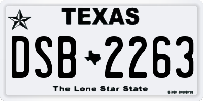 TX license plate DSB2263