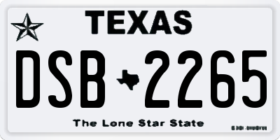 TX license plate DSB2265