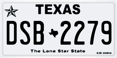 TX license plate DSB2279