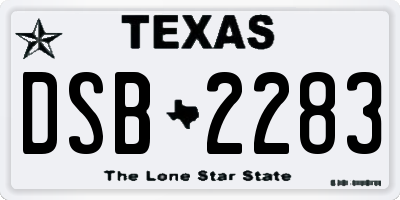 TX license plate DSB2283
