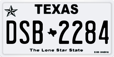 TX license plate DSB2284