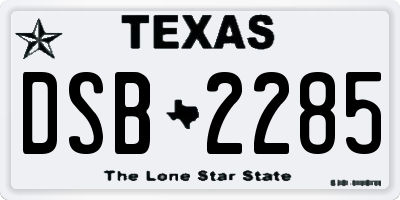 TX license plate DSB2285