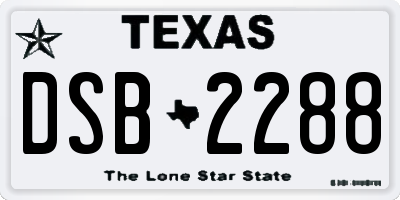 TX license plate DSB2288
