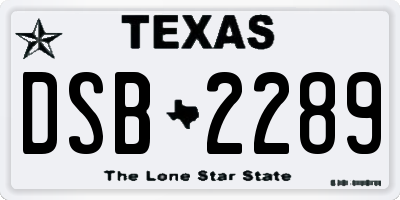 TX license plate DSB2289