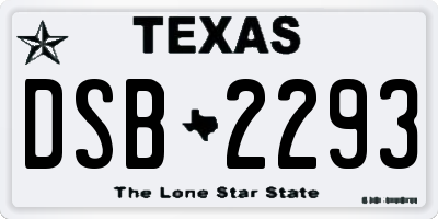 TX license plate DSB2293