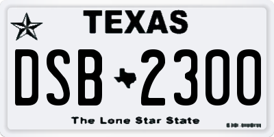 TX license plate DSB2300