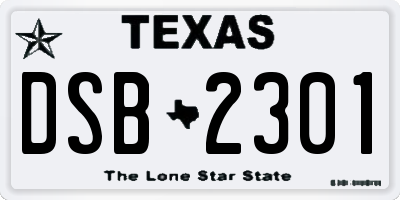 TX license plate DSB2301