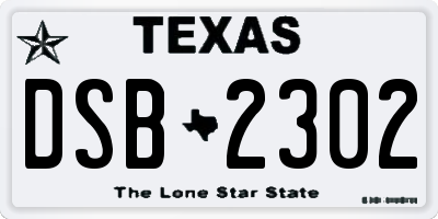 TX license plate DSB2302