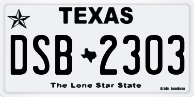 TX license plate DSB2303
