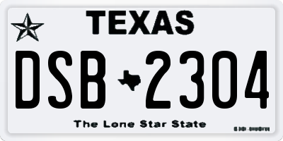 TX license plate DSB2304