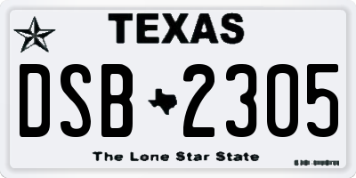 TX license plate DSB2305
