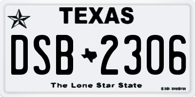 TX license plate DSB2306