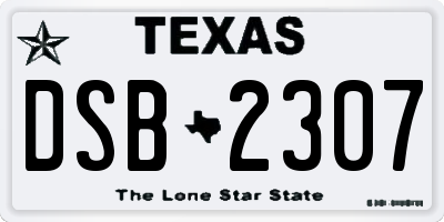 TX license plate DSB2307