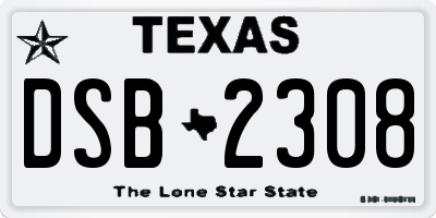 TX license plate DSB2308