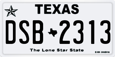 TX license plate DSB2313