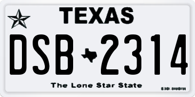 TX license plate DSB2314