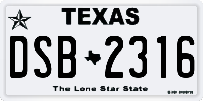 TX license plate DSB2316