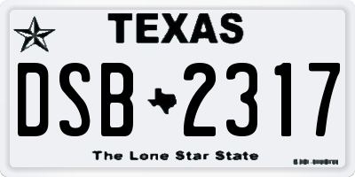 TX license plate DSB2317