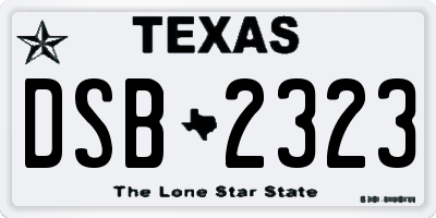 TX license plate DSB2323