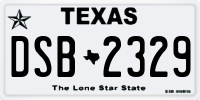 TX license plate DSB2329