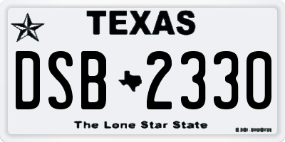 TX license plate DSB2330